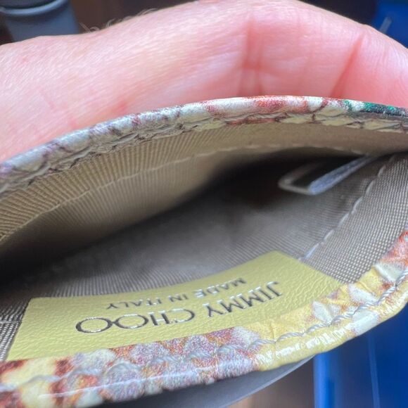 NWT Jimmy Choo Umika Sunrise Mix Glossy Rainbow Elaphe Card Holder With Jc Emble - Picture 10 of 15